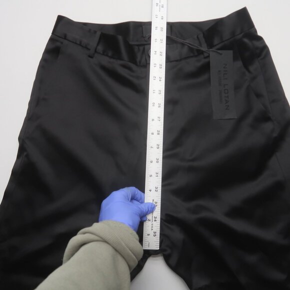 Nili Lotan Silk Satin Paris Pants Size 6 Black Drop Crotch Trousers NWT - Picture 11 of 14